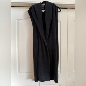 DUFFY | BNWOT Cashmere/Wool Knit Charcoal Hooded Vest